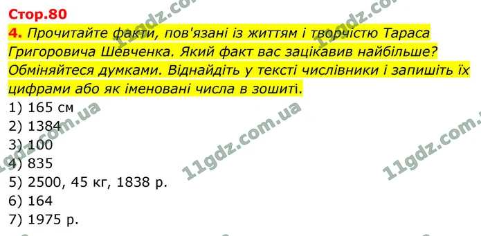 4. Прочитайте факти, пов'язані із життям і творчістю Тараса Григоровича Шевченка. Який факт вас зацікавив найбільше? Обміняйтеся — ГДЗ Математика 4 клас Логачевська 1-2 ч. 2021