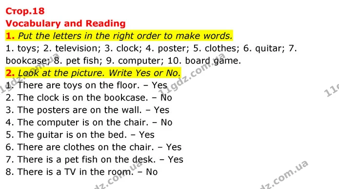 1. Put the letters in the right order to make words. — ГДЗ Робочий зошит Англійська мова 5 клас Коста (prepare 5)