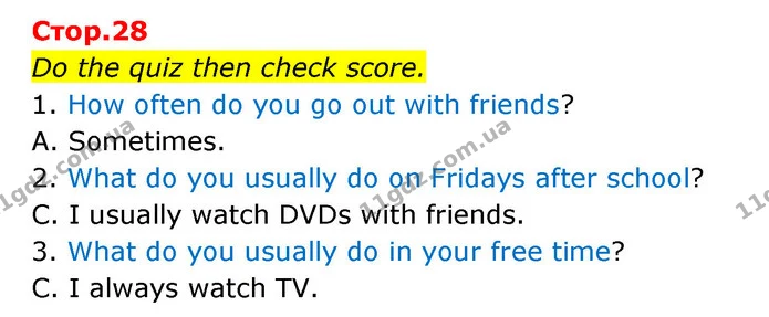 Do the quiz then check score. — ГДЗ Зошит граматика Англійська мова Мітчелл