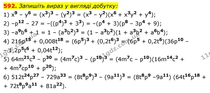 592. Запишіть вираз у вигляді добутку: — ГДЗ Алгебра 7 клас Істер 2020
