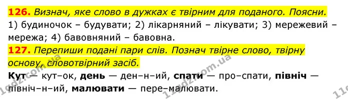 126. Визнач, яке слово в дужках є твірним для поданого. Поясни. — ГДЗ Українська мова 6 клас Онатій