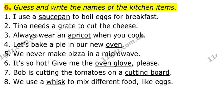 6. Guess and write the names of the kitchen items. — ГДЗ Робочий зошит Англійська мова 6 клас Карпюк