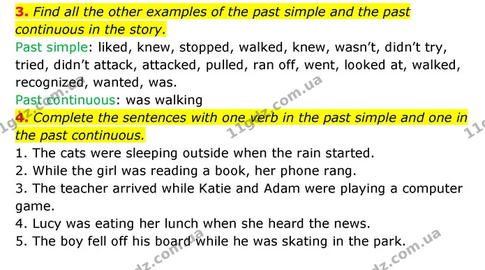 3. Find all the other examples of the past simple and the past continuous in the story. — ГДЗ Англійська мова 6 клас Коста (Prepare 6)