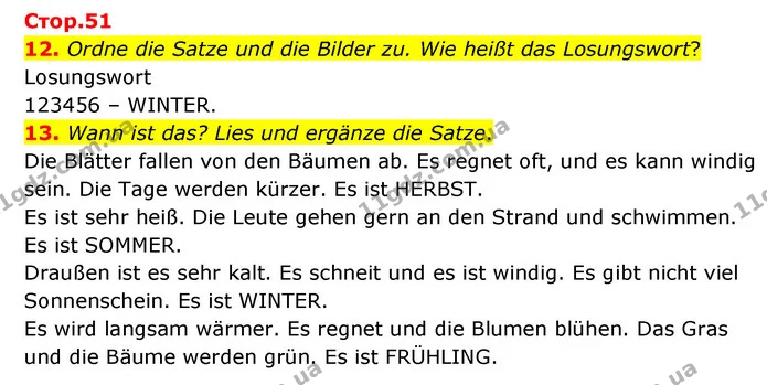 12. Ordne die Satze und die Bilder zu. Wie heißt das Losungswort? — ГДЗ Німецька мова 6 клас Басай (2023)