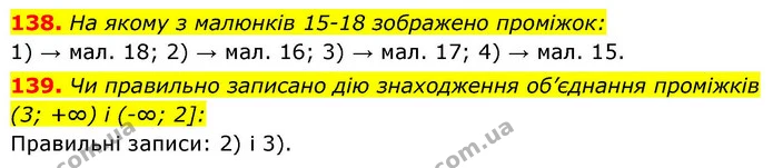138. На якому з малюнків 15-18 зображено проміжок: — ГДЗ Алгебра 9 клас Тарасенкова