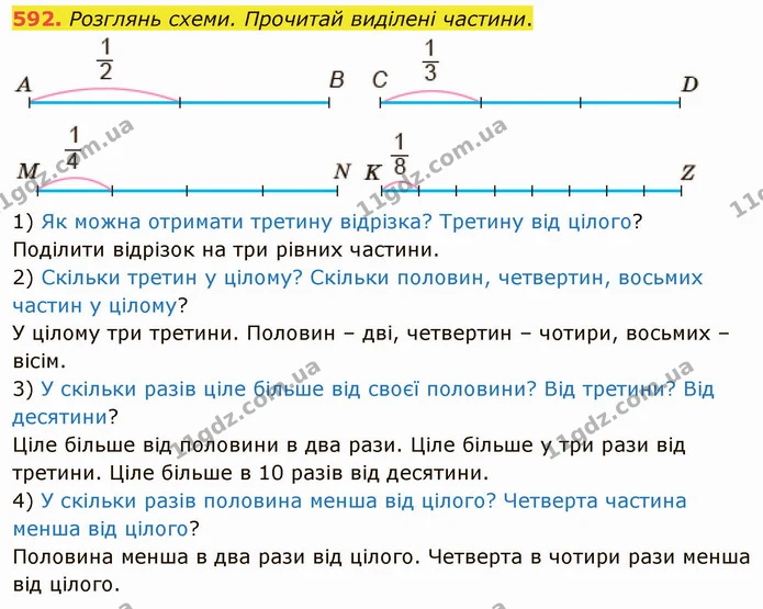 592. Розглянь схеми. Прочитай виділені частини. — ГДЗ Математика 4 клас Заїка