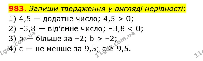 983. Запиши твердження у вигляді нерівності: — ГДЗ Математика 6 клас Істер 2023 1-2 ч.