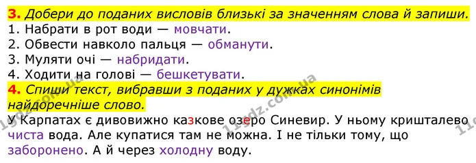 3. Добери до поданих висловів близькі за значенням слова й запиши. — ГДЗ Українська мова 3 клас Пономарьова 2020