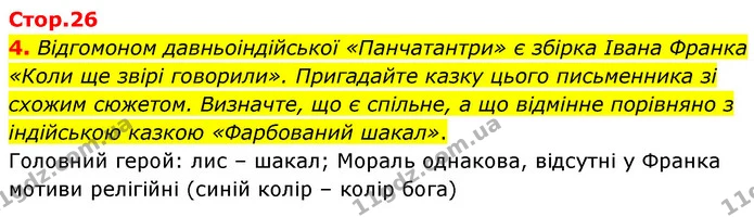 4. Відгомоном давньоіндійської «Панчатантри» є збірка Івана Франка «Коли ще звірі говорили». Пригадайте казку цього письменника зі — ГДЗ Зарубіжна література 5 клас Ковбасенко 2022
