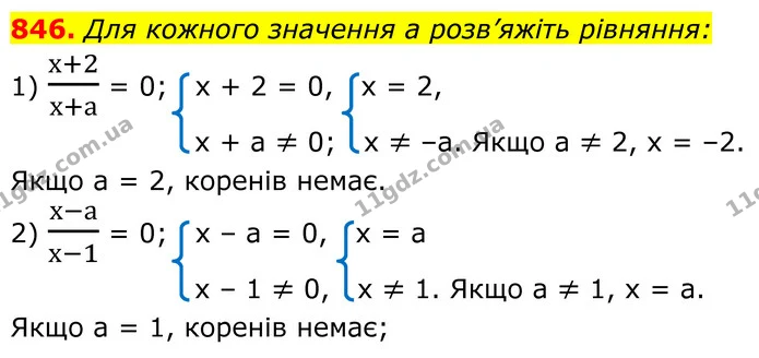 846. Для кожного значення a розв’яжіть рівняння: — ГДЗ Алгебра 8 клас Мерзляк