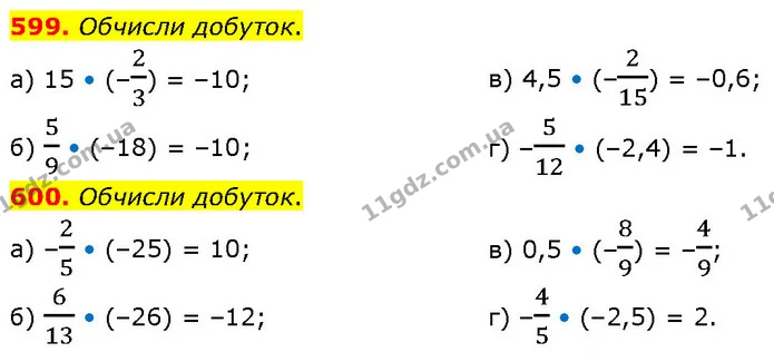 599. Обчисли добуток. — ГДЗ Математика 6 клас Бевз 1-2 ч.