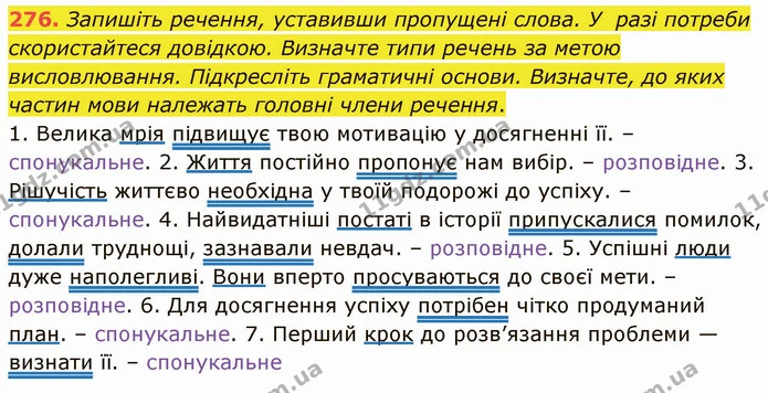 276. Замініть словосполучення на синонімічні з прикметником. — ГДЗ Українська мова 5 клас Голуб