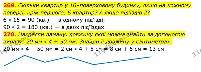 269. Скільки квартир у 16–поверховому будинку, якщо на кожному поверсі, крім першого, 6 квартир? А якщо під'їздів 2? — ГДЗ Математика 3 клас Бевз 2 частина