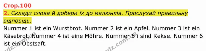 2. Склади слова й добери їх до малюнків. Прослухай правильну відповідь. — ГДЗ Німецька мова 3 клас Сотникова