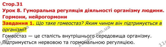 Стор. 31 — 1 — ГДЗ Робочий зошит біологія 8 клас Мирна — ГДЗ Робочий зошит біологія 8 клас Мирна