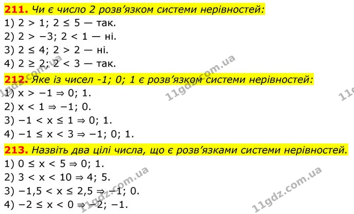211. Чи є число 2 розв’язком системи нерівностей: — ГДЗ Алгебра 9 клас Тарасенкова