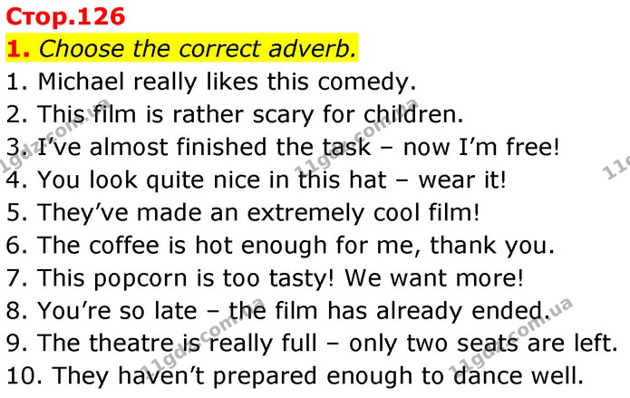 1. Choose the correct adverb. — ГДЗ Англійська мова 7 клас Карпюк
