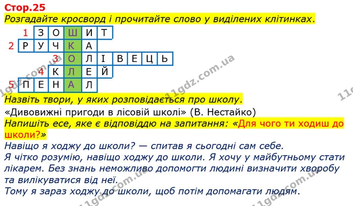 Стор. 25 — 1 — ГДЗ Українська мова та читання 3 клас Богданець-Білоскаленко — ГДЗ Українська мова та читання 3 клас Богданець-Білоскаленко