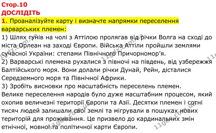 1. Проаналізуйте карту і визначте напрямки переселення варварських племен: — ГДЗ Всесвітня історія 7 клас Пометун 2024