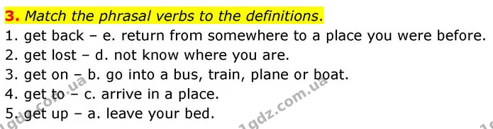 3. Match the phrasal verbs to the definitions. — ГДЗ робочий зошит Англійська мова 7 клас Prepare