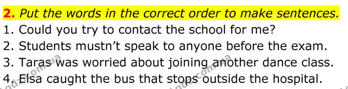 2. Put the words in the correct order to make sentences. — ГДЗ Англійська мова 7 клас Коста