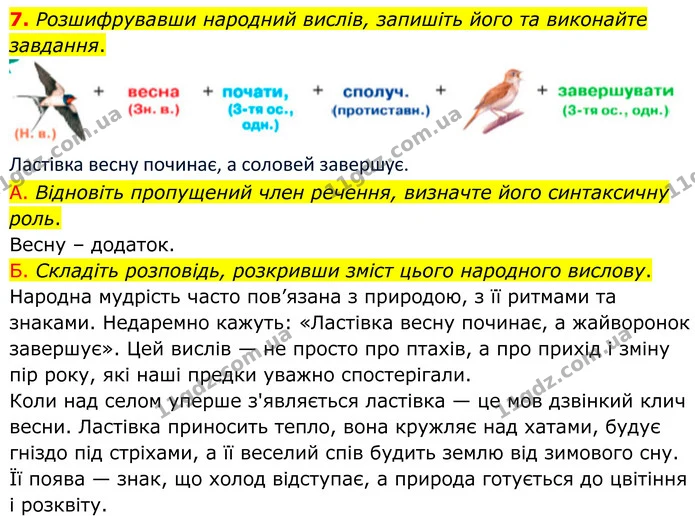 7. Розшифрувавши народний вислів, запишіть його та виконайте завдання. — ГДЗ Українська мова 8 клас Авраменко