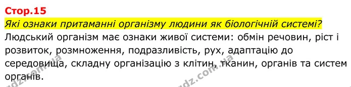 Які ознаки притаманні організму людини як біологічній системі? — ГДЗ Біологія 8 клас Балан