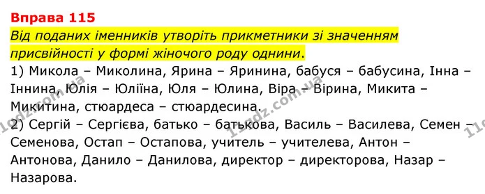 115 — ГДЗ Українська мова 6 клас Літвінова