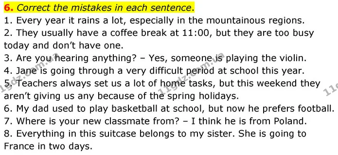 6. Correct the mistakes in each sentence. — ГДЗ зошит Grammar Англійська мова 8 клас Prepare 2025