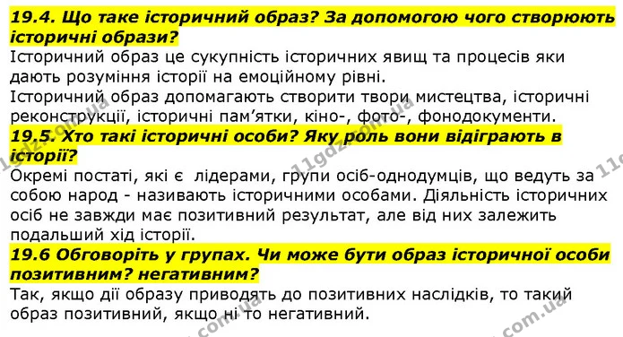 19.4. Що таке історичний образ? За допомогою чого створюють історичні образи? — ГДЗ Вступ до історії 5 клас Гісем