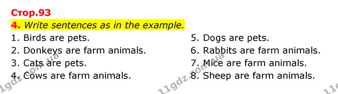 4. Write sentences as in the example. — ГДЗ Робочий зошит Англійська мова 5 клас Косован (Дж. Коста)
