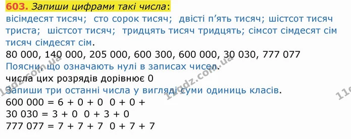 603. Запиши цифрами такі числа: — ГДЗ Математика 4 клас Заїка