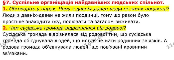 1. Обговоріть у парах. Чому з давніх-давен люди не жили поодинці? — ГДЗ Історія України 6 клас Гісем