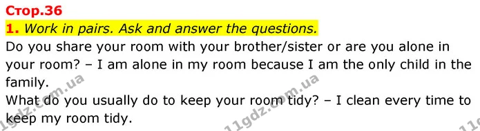 1. Work in pairs. Ask and answer the questions. — ГДЗ Англійська мова 7 клас Карпюк