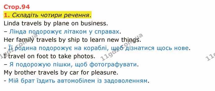 1. Складіть чотири речення. — ГДЗ Робочий зошит Англійська мова 4 клас Карпюк