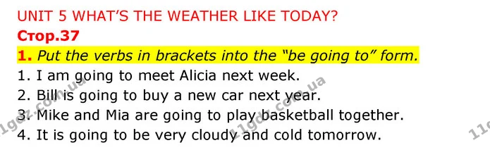 1. Put the verbs in brackets into the “be going to” form. — ГДЗ Зошит з граматики Англійська мова 5 клас Карпюк 2022