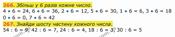 266. Збільш у 6 разів кожне число. — ГДЗ Математика 3 клас Листопад 1-2 ч.