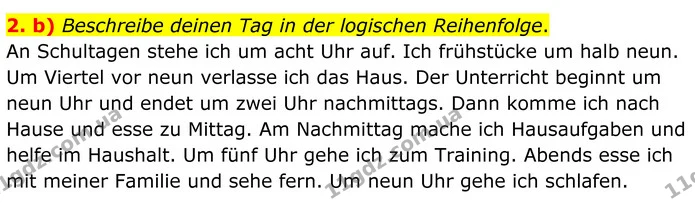 2. b) Beschreibe deinen Tag in der logischen Reihenfolge. — ГДЗ Німецька мова 8 клас Сотникова (2025) 4 рік