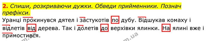 2. Спиши, розкриваючи дужки. Обведи прийменники. Познач префікси. — ГДЗ Українська мова та читання 3 клас Большакова 1-2 ч.
