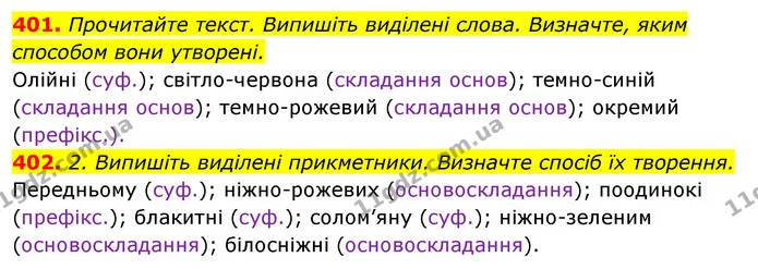 401. Прочитайте текст. Випишіть виділені слова. Визначте, яким способом вони утворені. — ГДЗ Відповіді Українська мова 6 клас Єрмоленко