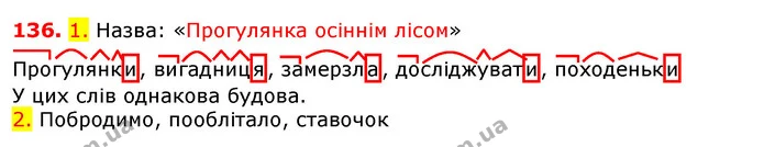 136. 1. Назва: «Прогулянка осіннім лісом» — ГДЗ Українська мова 5 клас Єрмоленко 2018