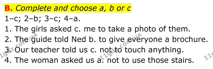 B. Complete and choose a, b or c — ГДЗ робочий зошит Англійська мова 7 клас Мітчелл