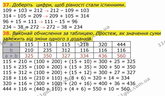 37. Доберіть цифри, щоб рівності стали істинними. — ГДЗ Математика 4 клас Оляницька