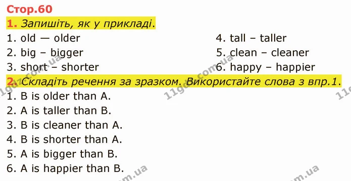 1. Запишіть, як у прикладі. — ГДЗ Зошит Англійська мова 4 клас Косован (Карпюк)
