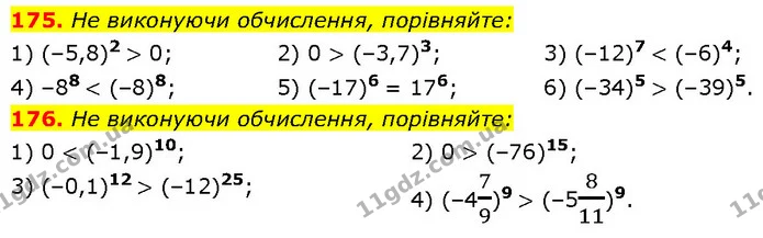 175. Не виконуючи обчислення, порівняйте: — Алгебра 7 клас Мерзляк 2024
