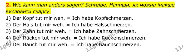 2. Wie kann man anders sagen? Schreibe. Напиши, як можна інакше висловити скаргу. — ГДЗ Робочий зошит Німецька мова 6 клас Гоголєва