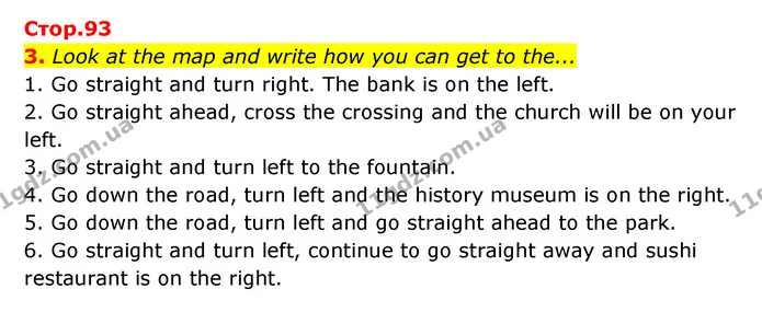 3. Look at the map and write how you can get to the... — ГДЗ Робочий зошит Англійська мова 6 клас Карпюк