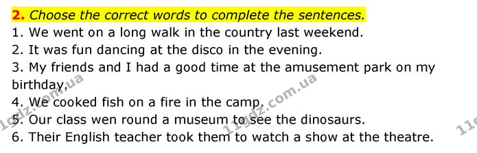 2. Choose the correct words to complete the sentences. — ГДЗ робочий зошит Англійська мова 6 клас Prepare