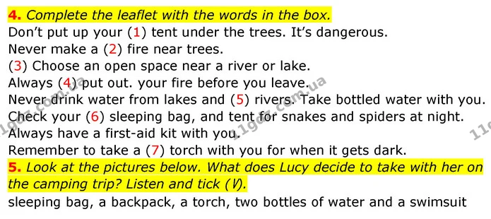 4. Complete the leaflet with the words in the box. — ГДЗ Англійська мова 5 клас Мітчелл