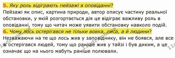 5. Яку роль відіграють пейзажі в оповіданні? Пейзажі як опис, картина природи, автор описує частину реальної обстановки, у якій — ГДЗ Українська література 5 клас Авраменко 2022
